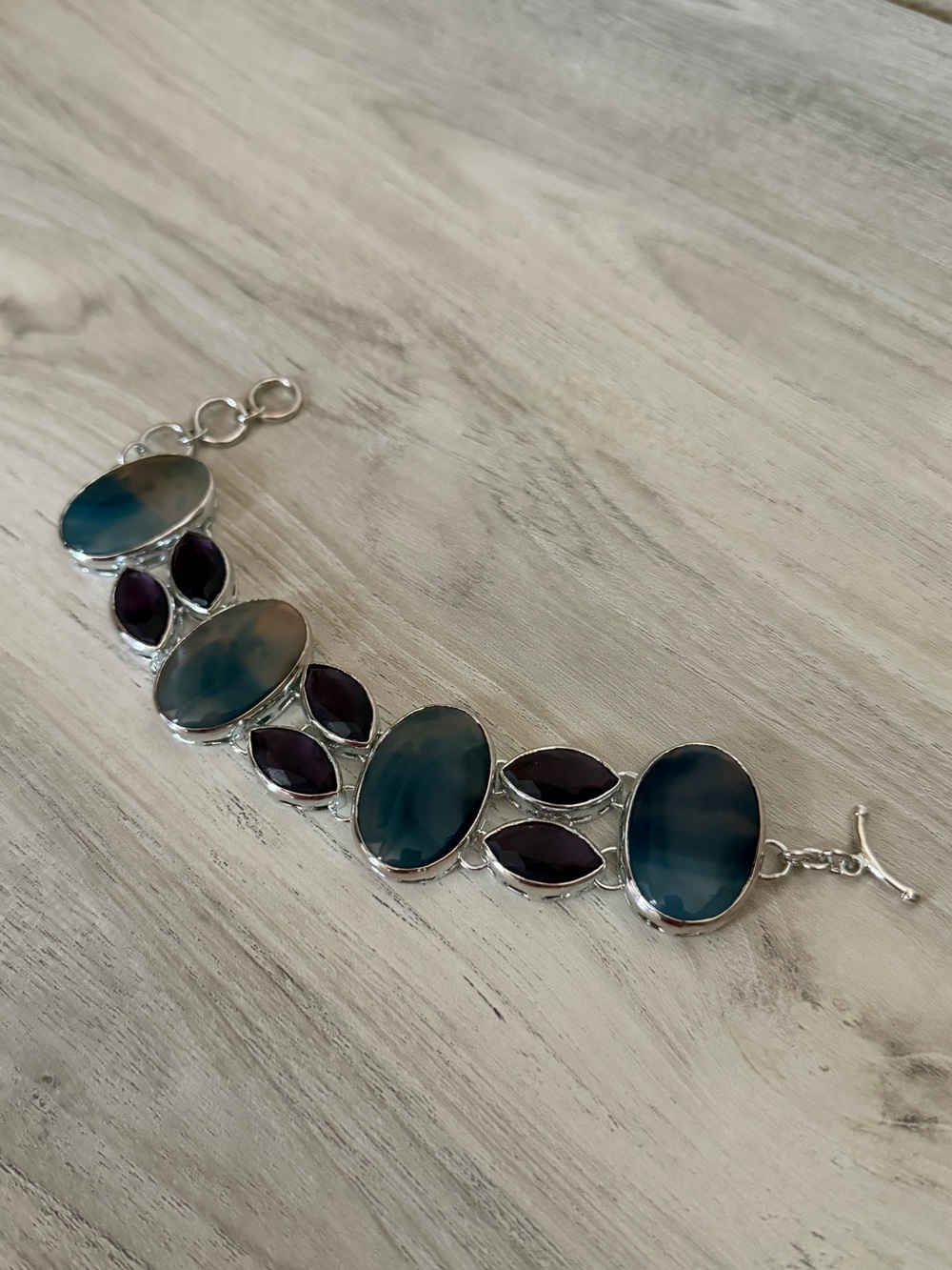 925 Silver Amethyst Bracelet 7-8”
